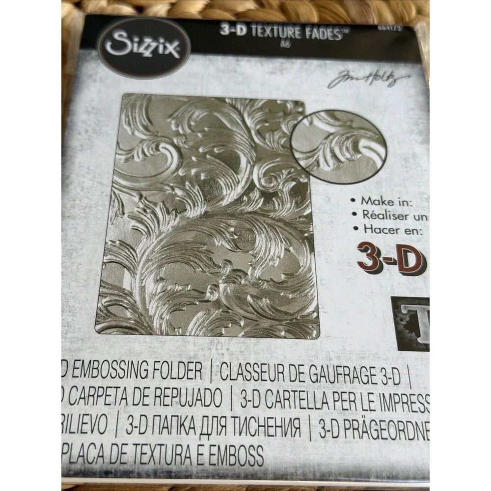 Tim Holtz 3D Texture Fades Embossing Folder - Elegant sizzix flourish 664172